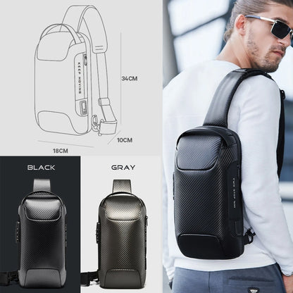 BANGE กระเป๋าคาดหน้าอกแฟชั่นสำหรับผู้ชาย Carbon Brazing Dimensional Waterproof Messenger Bag, BANGE Chest Bag
