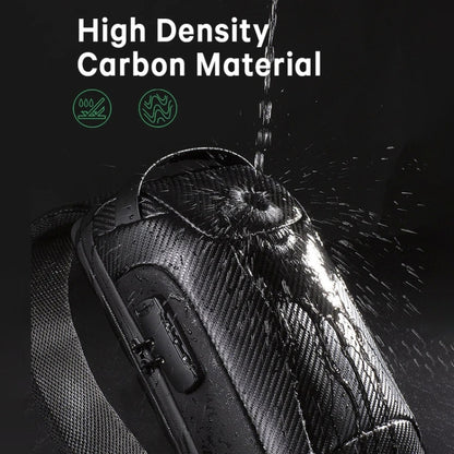 BANGE กระเป๋าคาดหน้าอกแฟชั่นสำหรับผู้ชาย Carbon Brazing Dimensional Waterproof Messenger Bag, BANGE Chest Bag