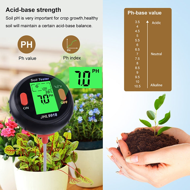 เครื่องวัดดินแบบห้าในหนึ่งเดียว PH เครื่องตรวจจับแสงอุณหภูมิความชื้น PH Photometry เครื่องตรวจจับมัลติฟังก์ชั่น, 5 In 1