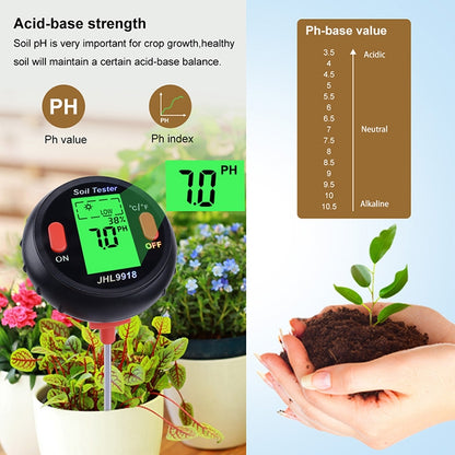 เครื่องวัดดินแบบห้าในหนึ่งเดียว PH เครื่องตรวจจับแสงอุณหภูมิความชื้น PH Photometry เครื่องตรวจจับมัลติฟังก์ชั่น, 5 In 1