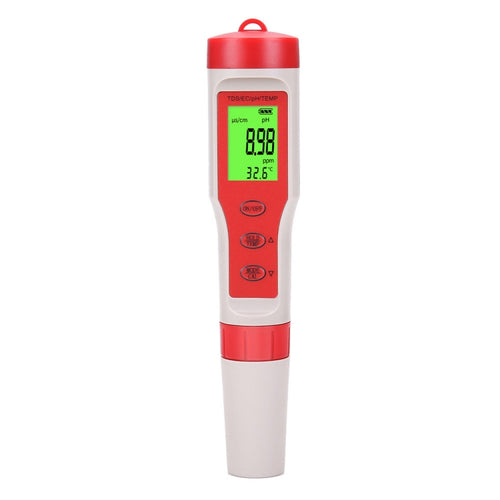ปากกาทดสอบ PH/TDS/EC/TEMP แบบพกพา 4-in-1 ปากกาทดสอบคุณภาพน้ำแบบมัลติฟังก์ชั่น, 4-in-1 Test Pen