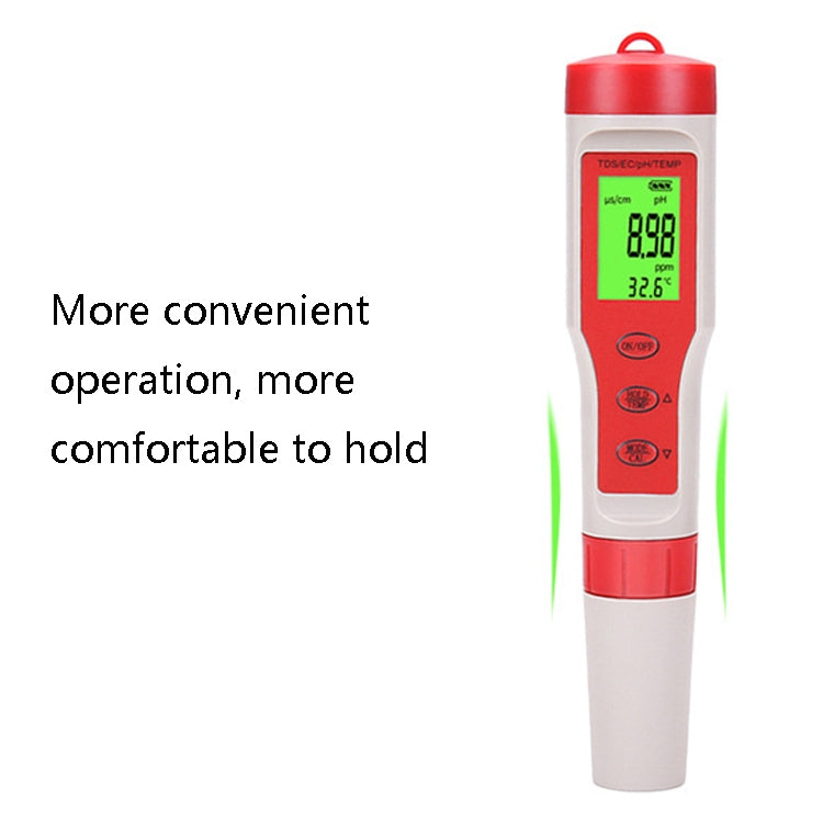 ปากกาทดสอบ PH/TDS/EC/TEMP แบบพกพา 4-in-1 ปากกาทดสอบคุณภาพน้ำแบบมัลติฟังก์ชั่น, 4-in-1 Test Pen