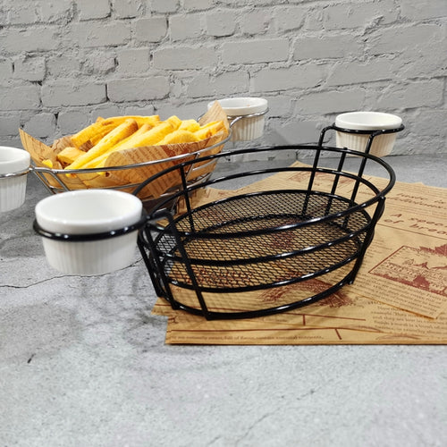 Wrought Iron ผลไม้แบบพกพาตะกร้าขนมปัง French Fries ทอดขนมตะกร้าแบบพกพา, Double Cup Egg-shaped, Double Cup Round, Single Cup Boat, Square Short Basket, Rectangular Short Basket, Large Round Wire, Small Round Wire, Large Messy Wire, Small Messy Wire