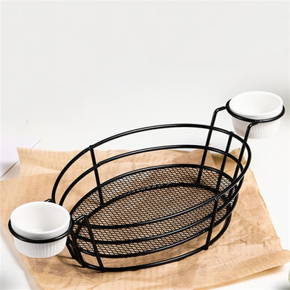 Wrought Iron ผลไม้แบบพกพาตะกร้าขนมปัง French Fries ทอดขนมตะกร้าแบบพกพา, Double Cup Egg-shaped, Double Cup Round, Single Cup Boat, Square Short Basket, Rectangular Short Basket, Large Round Wire, Small Round Wire, Large Messy Wire, Small Messy Wire