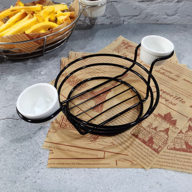 Wrought Iron ผลไม้แบบพกพาตะกร้าขนมปัง French Fries ทอดขนมตะกร้าแบบพกพา, Double Cup Egg-shaped, Double Cup Round, Single Cup Boat, Square Short Basket, Rectangular Short Basket, Large Round Wire, Small Round Wire, Large Messy Wire, Small Messy Wire