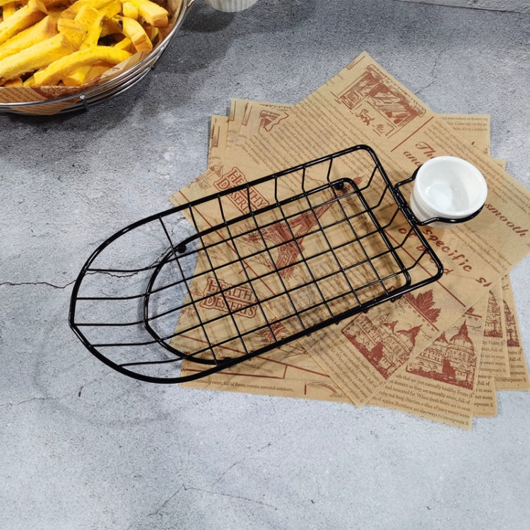 Wrought Iron ผลไม้แบบพกพาตะกร้าขนมปัง French Fries ทอดขนมตะกร้าแบบพกพา, Double Cup Egg-shaped, Double Cup Round, Single Cup Boat, Square Short Basket, Rectangular Short Basket, Large Round Wire, Small Round Wire, Large Messy Wire, Small Messy Wire