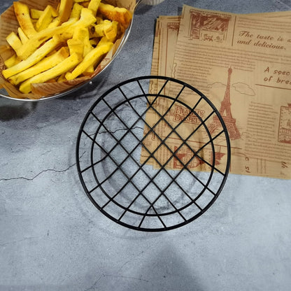 Wrought Iron ผลไม้แบบพกพาตะกร้าขนมปัง French Fries ทอดขนมตะกร้าแบบพกพา, Double Cup Egg-shaped, Double Cup Round, Single Cup Boat, Square Short Basket, Rectangular Short Basket, Large Round Wire, Small Round Wire, Large Messy Wire, Small Messy Wire