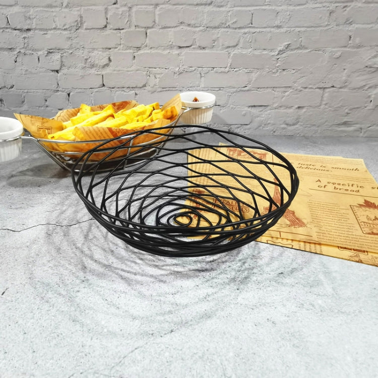 Wrought Iron ผลไม้แบบพกพาตะกร้าขนมปัง French Fries ทอดขนมตะกร้าแบบพกพา, Double Cup Egg-shaped, Double Cup Round, Single Cup Boat, Square Short Basket, Rectangular Short Basket, Large Round Wire, Small Round Wire, Large Messy Wire, Small Messy Wire