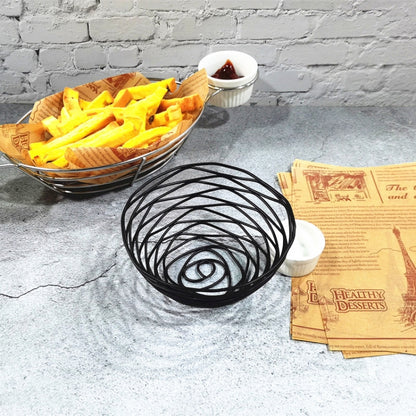 Wrought Iron ผลไม้แบบพกพาตะกร้าขนมปัง French Fries ทอดขนมตะกร้าแบบพกพา, Double Cup Egg-shaped, Double Cup Round, Single Cup Boat, Square Short Basket, Rectangular Short Basket, Large Round Wire, Small Round Wire, Large Messy Wire, Small Messy Wire