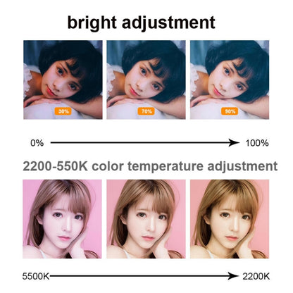 ไฟเติมคลิปที่แข็งแกร่งขนาด 6 นิ้วพร้อมไฟวงแหวน LED ปรับอุณหภูมิได้ไฟคลิปคอมพิวเตอร์ตั้งโต๊ะ ความยาวสายเคเบิล: 2 เมตร