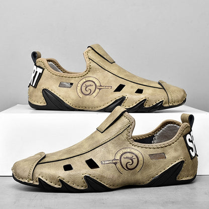 รองเท้าผ้าใบผู้ชายขนาดใหญ่ Soft Sole Lazy Hollow รองเท้าหนัง All-Match Peas รองเท้า, 48