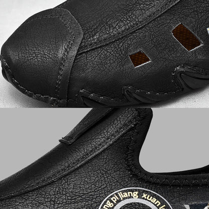 รองเท้าผ้าใบผู้ชายขนาดใหญ่ Soft Sole Lazy Hollow รองเท้าหนัง All-Match Peas รองเท้า, 48