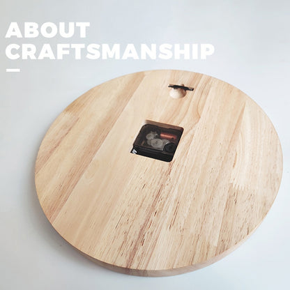 นาฬิกาแขวนไม้ทึบห้องนั่งเล่นในบ้านนาฬิกาแขวนนาฬิกาตกแต่ง, Solid Wooden Wall Clock