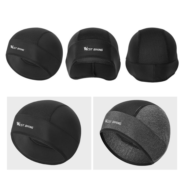 WEST BIKING ฤดูร้อนขี่หมวกไหมน้ำแข็งเครื่องดูดควันกันลมหมวกด้านในบางระบายอากาศได้และแห้งเร็วหมวกซับในหมวกกันน็อค, Helmet Lining Cap(Black), Helmet Lining Cap(Gray)