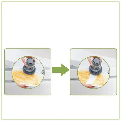 3 ชิ้นมัลติฟังก์ชั่ Push-Type แปรงทำความสะอาดครัวผงซักฟอกของเหลวอัตโนมัตินอกจากนี้แปรงล้างจาน, Steel Ball Pot Brush, PET Pot Brush