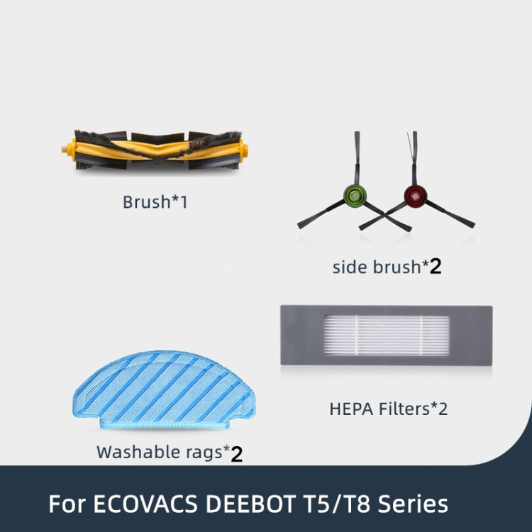 อุปกรณ์เสริมหุ่นยนต์กวาดเครื่องดูดฝุ่นเหมาะสำหรับ Ecovacs Deebot T8 AIVI/T8 MAX, อุปกรณ์เสริม, Suit, 3 PCS Rag, 4 PCS Side Brush, 4 PCS Filter, Main Brush