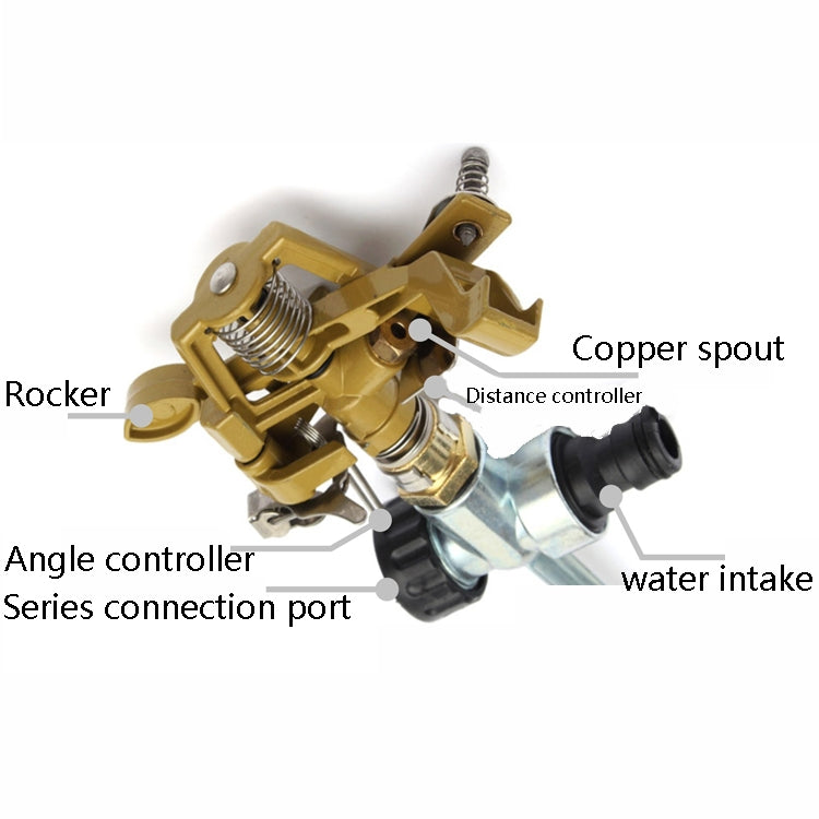 สปริงเกลอร์สนามหญ้าหมุนสวนโลหะผสมสังกะสีสปริงเกลอร์โยกการเกษตร, Rotating Lawn Sprinklers
