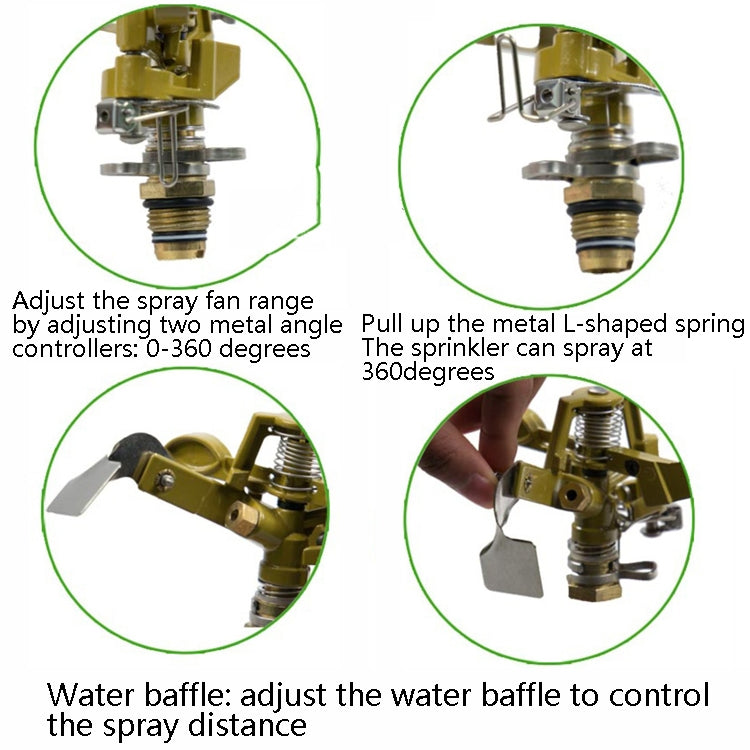 สปริงเกลอร์สนามหญ้าหมุนสวนโลหะผสมสังกะสีสปริงเกลอร์โยกการเกษตร, Rotating Lawn Sprinklers