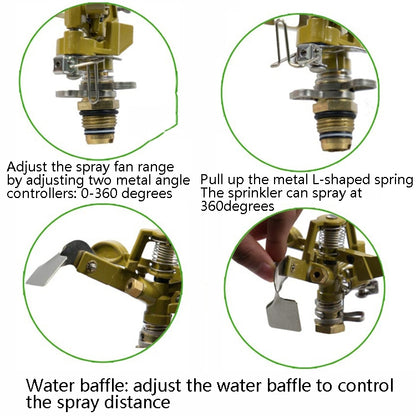 สปริงเกลอร์สนามหญ้าหมุนสวนโลหะผสมสังกะสีสปริงเกลอร์โยกการเกษตร, Rotating Lawn Sprinklers