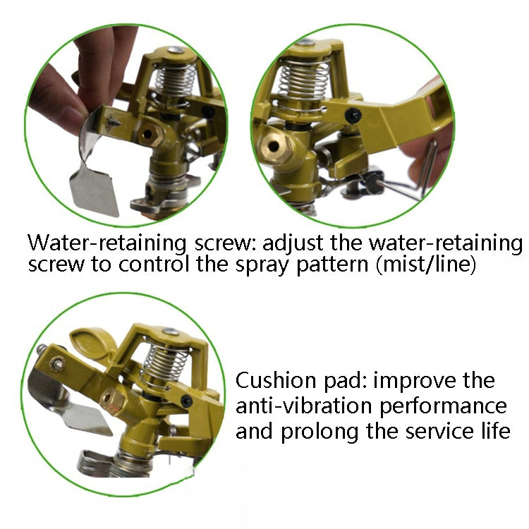 สปริงเกลอร์สนามหญ้าหมุนสวนโลหะผสมสังกะสีสปริงเกลอร์โยกการเกษตร, Rotating Lawn Sprinklers