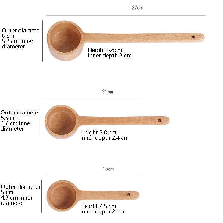 ช้อนไม้ด้ามยาวช้อนปรุงรสช้อนขนมหวานกาแฟช้อนชานม, Seasoning Spoon Small, Seasoning Spoon Medium, Seasoning Spoon Large