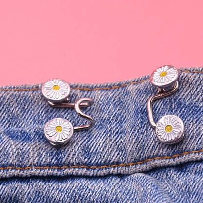 5 ชิ้น 6 in 1 เล็บปุ่มถอดกางเกงยีนส์เอวปรับหัวเข็มขัดชุด, 25mm ( Chrysanthemum)