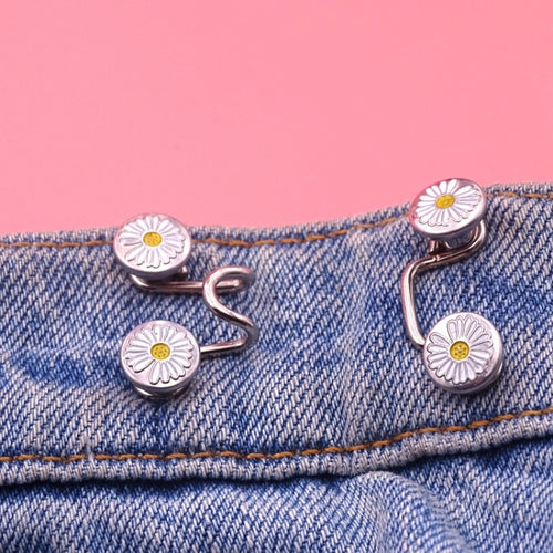 5 ชิ้น 6 in 1 เล็บปุ่มถอดกางเกงยีนส์เอวปรับหัวเข็มขัดชุด, 25mm ( Chrysanthemum)