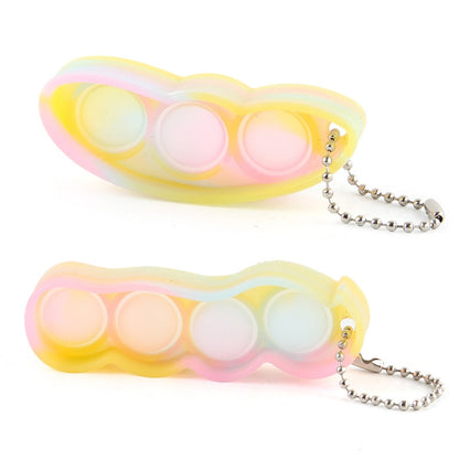 พวงกุญแจพัดลมฟองนิ้วบีบอัด 3 คู่กดของเล่นบีบนิ้วระบาย, Bubble Fan Keychain