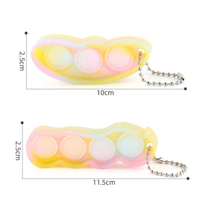 พวงกุญแจพัดลมฟองนิ้วบีบอัด 3 คู่กดของเล่นบีบนิ้วระบาย, Bubble Fan Keychain