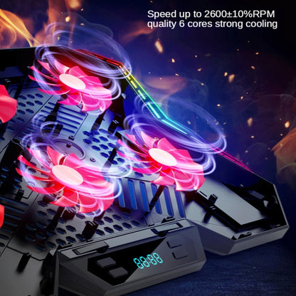 COOLCOLD RGB หม้อน้ำโน้ตบุ๊กพัดลมหกตัวฐานระบายความร้อนแล็ปท็อปแบบปรับได้, 5V Speed  Colorful Version, 5V Touch 12 Symphony Version