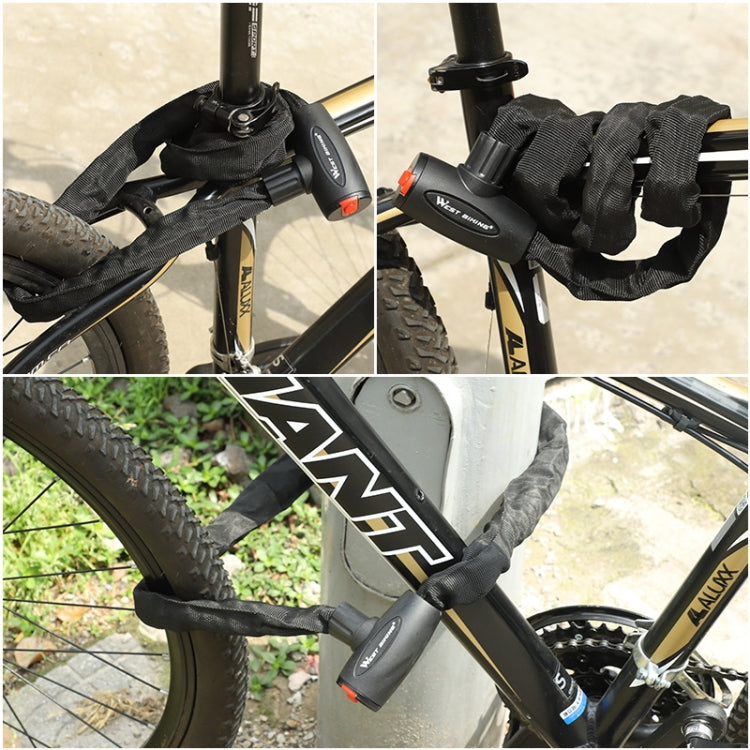 WEST BIKING 0705042 กุญแจล็อคจักรยานกันขโมยจักรยานเสือภูเขาล็อคโซ่รถจักรยานยนต์, 0.6M, 0.9M, 1.2M
