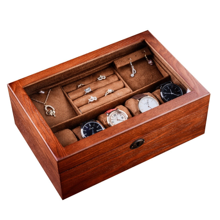 กล่องเก็บนาฬิกาไม้เครื่องประดับกล่องเก็บของสองชั้นพร้อมล็อค, Wooden