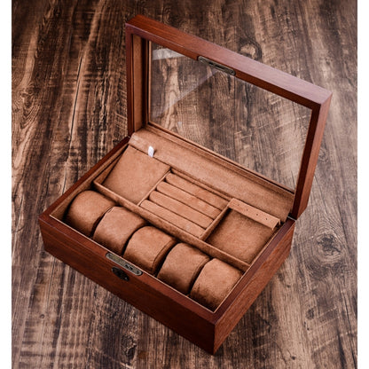 กล่องเก็บนาฬิกาไม้เครื่องประดับกล่องเก็บของสองชั้นพร้อมล็อค, Wooden