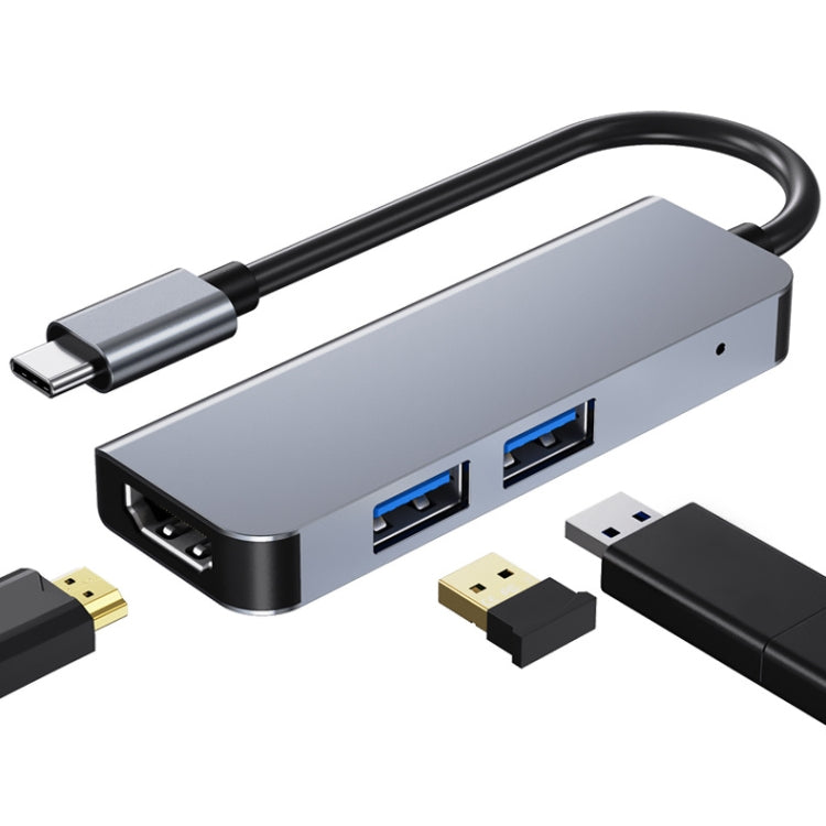 3 ใน 1 USB-C / Type-C ถึง 4K HDMI + 2 พอร์ต USB 3.0 มัลติฟังก์ชั่น HUB Docking Station, 3 In 1