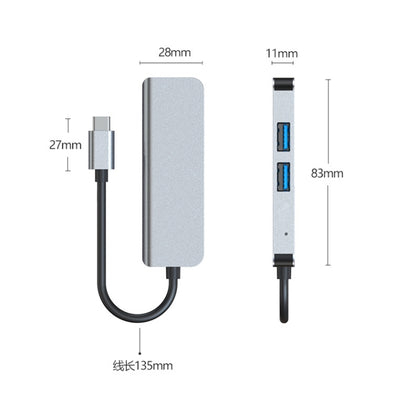 3 ใน 1 USB-C / Type-C ถึง 4K HDMI + 2 พอร์ต USB 3.0 มัลติฟังก์ชั่น HUB Docking Station, 3 In 1