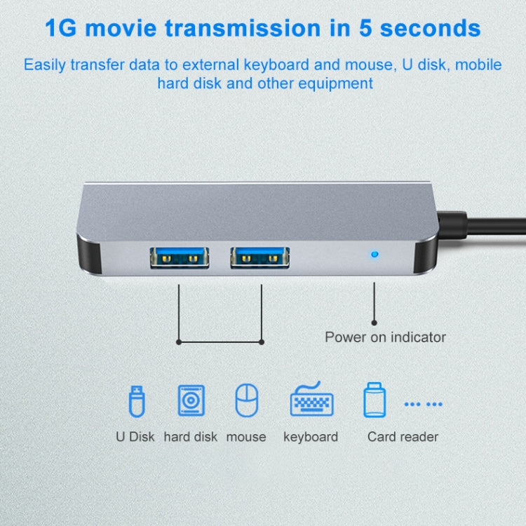 3 ใน 1 USB-C / Type-C ถึง 4K HDMI + 2 พอร์ต USB 3.0 มัลติฟังก์ชั่น HUB Docking Station, 3 In 1