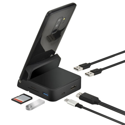 7 ใน 1 USB-C / Type-C ถึง 2 USB 2.0 + USB 3.0 + 4K HDMI + ช่องเสียบการ์ด SD / TF + PD USB-C / Type-C พอร์ตชาร์จมัลติฟังก์ชั่น HUB Docking Station พร้อมตัวยึด, 7 In 1