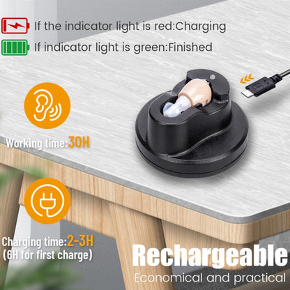 เครื่องช่วยฟังชนิดใส่ในหูแบบชาร์จไฟได้ Z-12 พร้อมแท่นชาร์จ USB, Z-12