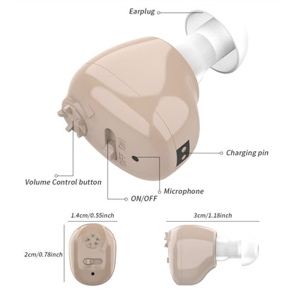 เครื่องช่วยฟังชนิดใส่ในหูแบบชาร์จไฟได้ Z-12 พร้อมแท่นชาร์จ USB, Z-12