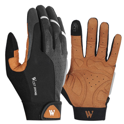 WEST BIKING YP0211197 Full-Finger Shock-Absorbing Anti-Skid รถจักรยานยนต์ถุงมือจักรยานอุปกรณ์ขี่, S, M, L, XL