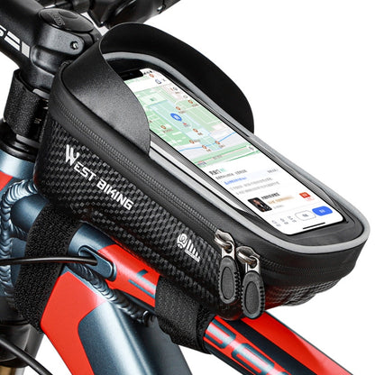WEST BIKING YP0707235 จักรยานเสือภูเขาด้านหน้าBeam Bagโทรศัพท์มือถือกันน้ำกระเป๋าจักรยานHard Shellกระเป๋าสะท้อนแสงอุปกรณ์ขี่, YP0707235