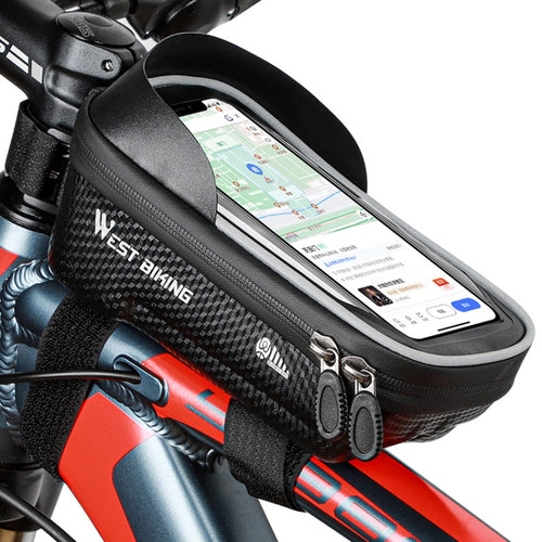 WEST BIKING YP0707235 จักรยานเสือภูเขาด้านหน้าBeam Bagโทรศัพท์มือถือกันน้ำกระเป๋าจักรยานHard Shellกระเป๋าสะท้อนแสงอุปกรณ์ขี่, YP0707235