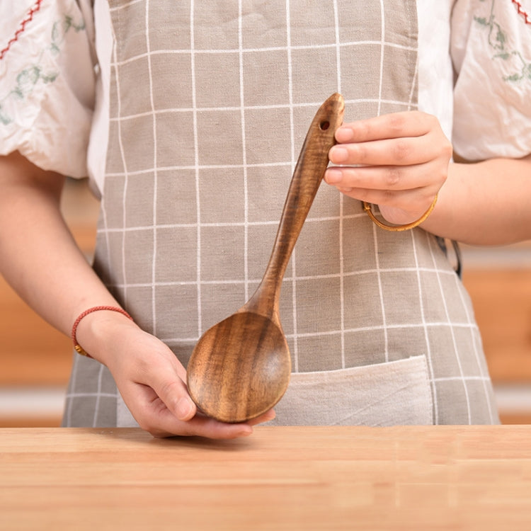 Non-Stick หม้อพลั่วไม้สักทำอาหารหม้อพลั่วบนโต๊ะอาหาร, Sweet Spoon, Saving Spoon, Bent Spoon, Mixing Spoon, Filter Spoon, Curved Shovel, Thickened Oblique Shovel, Curved Spatula, Small Spoon, Medium Spoon, Long Handle Filter Spoon