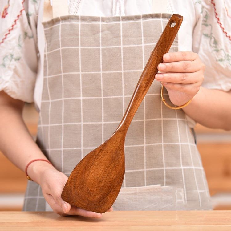 Non-Stick หม้อพลั่วไม้สักทำอาหารหม้อพลั่วบนโต๊ะอาหาร, Sweet Spoon, Saving Spoon, Bent Spoon, Mixing Spoon, Filter Spoon, Curved Shovel, Thickened Oblique Shovel, Curved Spatula, Small Spoon, Medium Spoon, Long Handle Filter Spoon