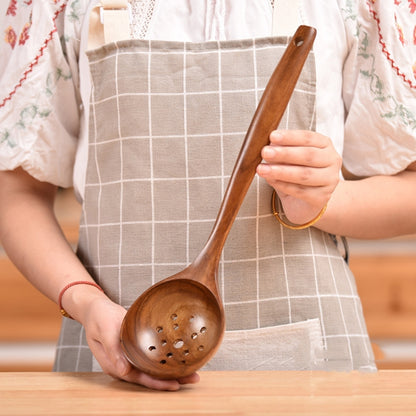 Non-Stick หม้อพลั่วไม้สักทำอาหารหม้อพลั่วบนโต๊ะอาหาร, Sweet Spoon, Saving Spoon, Bent Spoon, Mixing Spoon, Filter Spoon, Curved Shovel, Thickened Oblique Shovel, Curved Spatula, Small Spoon, Medium Spoon, Long Handle Filter Spoon