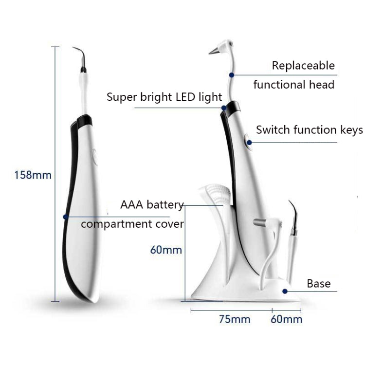 2319-S-51 ครัวเรือน Sonic Scaler แบบพกพา ทันตกรรม เครื่องมือ ทันตกรรม เครื่องมือทำความสะอาด, White, Blue Black