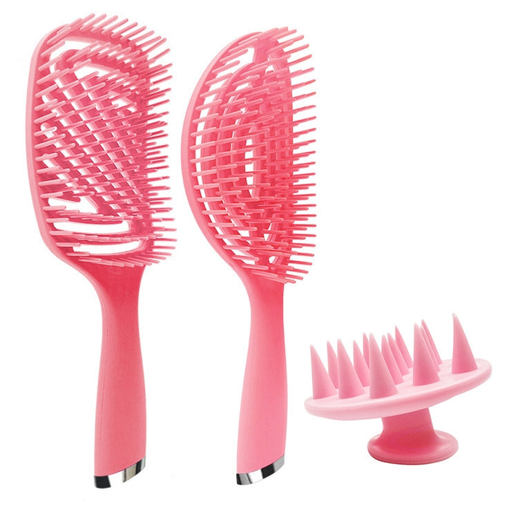 3 in 1 พลาสติก CURLY Hair Salon ชุดหวี Hollow นวดหวียุง, 3 in 1 Pink, 3 in 1 Green, 3 in 1 Black, 3 in 1 Blue