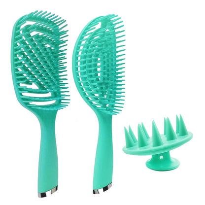 3 in 1 พลาสติก CURLY Hair Salon ชุดหวี Hollow นวดหวียุง, 3 in 1 Pink, 3 in 1 Green, 3 in 1 Black, 3 in 1 Blue