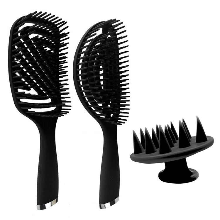 3 in 1 พลาสติก CURLY Hair Salon ชุดหวี Hollow นวดหวียุง, 3 in 1 Pink, 3 in 1 Green, 3 in 1 Black, 3 in 1 Blue