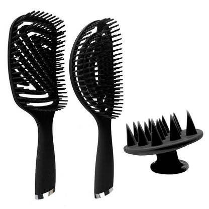 3 in 1 พลาสติก CURLY Hair Salon ชุดหวี Hollow นวดหวียุง, 3 in 1 Pink, 3 in 1 Green, 3 in 1 Black, 3 in 1 Blue